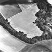 Cardean, oblique aerial view, taken from the NW, showing the cropmarks of a Roman fort in the centre, and a possible pit-alignment towards the bottom right-hand area of the photograph.