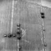 Oblique aerial view of Balkeerie centred on the cropmarks of a possible mortuary enclosure, taken from the ESE.