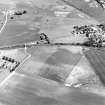 Oblique aerial view of cropmark complex and Leuchars cemetery, taken from the SW.