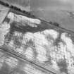 Craigmill, oblique aerial view, taken from the SSW, centred on the cropmarks of a barrow cemetery, ring-ditches and rig. The cropmark of an enclosure is visible in the bottom left-hand corner of the photograph.