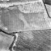 Dowrie Burn, oblique aerial view, taken from the NW, centred on the cropmarks of a possible enclosure and rig and furrow cultivation.