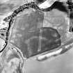 Boysack, oblique aerial view, taken from the NW, centred on the cropmarks of barrows and ring-ditches.