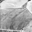 Oblique aerial view centred on the cropmarks of the possible enclosure, ring-ditch and pits, taken from the WSW.