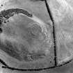 Oblique aerial view of Dowan's Hill centred on the remains of a fort with the cropmarks of another possible fort and rig adjacent, taken from the NW.