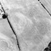 Oblique aerial view of Dowan's Hill centred on the cropmarks of a possible fort and rig with the remains of a fort adjacent, taken from the NNW.