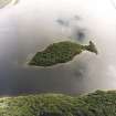 Oblique aerial view centred on Clairinsh Island with crannog adjacent, taken from the NW.