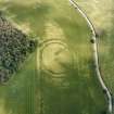 Oblique aerial view centred on the cropmarks of the fort, taken from the NW.