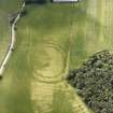 Oblique aerial view centred on the cropmarks of the fort, taken from the ESE.