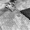 Libberton Mains, oblique aerial view, taken from the NNW, centred on the cropmarks of a rectilinear enclosure. Rig is visible in the bottom half of the photograph.