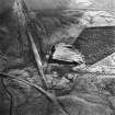 Viewfield Shale Pit, oblique aerial view, taken from the NW, showing the shale-oil mine in the centre of the photograph, with the junction of the two lines of the Tarbrax Branch of the Caledonian Railway along the left-hand side.