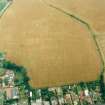 Oblique aerial view of Muirhouses centred on the cropmarks of a Roman temporary camp, taken from the E.