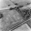Carlops, Spittal, oblique aerial view, taken from the S, centred on the cropmarks of the SW corner of a Roman temporary camp.