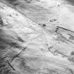 Kirkton Burn, oblique aerial view, taken from the NNE, centred on two scooped settlements amidst cultivation remains.