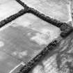 Castlesteads, oblique aerial view, taken from the NNE, centred on the cropmarks of a pit-alignment.