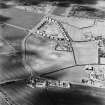 Oblique aerial view of Longthorn centred on the remains of coal pits and cropmarks, taken from the ESE.