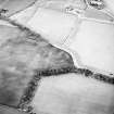 Oblique aerial view of Langlaw centred on the cropmarks of a settlement, linear cropmarks and possible unenclosed settlement, taken from the SE.