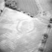 Oblique aerial view centred on the cropmarks of the settlement, taken from the WNW.