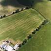 Oblique aerial view centred on the cropmarks of the Roman enclosure, taken from the W.