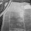 Oblique aerial view centred on the cropmarks of the palisaded enclosure, cropmarks, cultivation remains and possible ring-ditches, taken from the WSW.