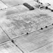 Oblique aerial view centred on the cropmarks of the settlement and enclosures, taken from the NNE.