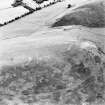 Oblique aerial view centred on the remains of the kerb cairn with rig adjacent, taken from the NW.