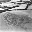 Oblique aerial view centred on the remains of the kerb cairn with rig adjacent, taken from the W.