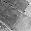 Oblique aerial view centred on the cropmarks of the settlement and enclosures, taken from the SE.