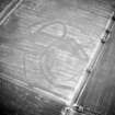 Oblique aerial view centred on the cropmarks of the settlement, enclosures and rig, taken from the NE.