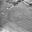 Oblique aerial view centred on the cropmarks of the fort, taken from the SW.