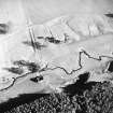 Aerial view of a roofless building and rig at Abbotrule, taken from the NNW.