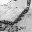 Oblique aerial view centred on the cropmarks of the settlement, taken from the ESE.