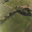 Greenfield, oblique aerial view, taken from the W, centred on the cropmarks of a settlement, and a linear cropmark.