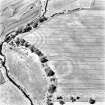 Aytonlaw, oblique aerial view taken from the SE, centred on the cropmarks of a palisaded enclosure, a fort and possible souterrain.  A second cropmark of a fort lies to the immediate W.  A linear cropmark is also visible in the top centre of the photograph.