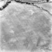 Aytonlaw, oblique aerial view taken from the NW, centred on the cropmarks of a palisaded enclosure, a fort and possible souterrain.  A second cropmark of a fort lies to the immediate W.  A linear cropmark is also visible in the top centre of the photograph.  In the left hand centre of the photograph the cropmark of a second palisaded enclosure can be seen.