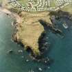 Oblique aerial view centred on the remains of the artillery fortification, taken from  the NE.