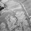 Oblique aerial view centred on the cropmarks of the barrow and frost wedges, taken from the NW.