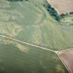 Oblique aerial view centred on the cropmarks of the enclosure and unenclosed settlement with the cropmarks of the rig adjacent, taken from the S.