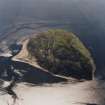 General oblique aerial view centred on Ailsa Craig, the lighthouse, cottages, foghorn and castle, taken from the N.