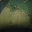 Oblique aerial view centred on the linear cropmarks and the cropmarks of the pit-alignments and pits, taken from the WNW.