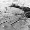 Oblique aerial view centred on the remains of the farmstead, field-system and rig with possible homestead, farmstead, field-system and rig adjacent, taken from the SE.