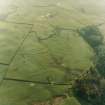 Oblique aerial view centred on the remains of the farmstead, field-system and rig with possible homestead, farmstead, field-system and rig adjacent, taken from the E.