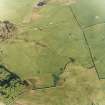 Oblique aerial view centred on the remains of the farmstead, field-system and rig with possible homestead and rig adjacent, taken from the WNW.