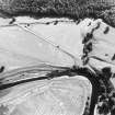 Oblique aerial view of Drumlanrig centred on the cropmarks of a Roman temporary camp with estate cottages, taken from the NE.