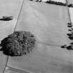 Oblique aerial view of Ward Law, taken from the NW, centred on the cropmarks of a Roman fort and 'Roman Signal Station'.  Linear cropmarks and pits, situated SSE of the fort, are visible in the top left of centre of the photograph.