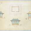Photographic copy of drawing showing plan of garden house.
Insc: 'Plan of Garden House for Springwood Park', 'Ground Plan', 'End Elevation', 'Front Elevation', 'Cross Section', '19 St Andrew Square Edinbr 28th Nov. 1859'.