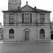 View of central section of north facade of Falkland Town Hall.