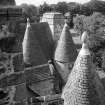 View of turrets from SE tower, Castle Fraser.