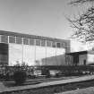 Edinburgh, St Denis School, New Gymnasium.
Photograph showing exterior.
Stamped on verso: 'A L Hunter Photography. 18 Great Stuart Street, Edinburgh, 3. CALedonian 3019'.