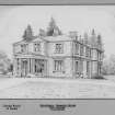 Photographic copy of drawing showing general view from NE.