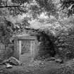 View of remains of Crosbie House adapted to icehouse, Fullarton House, from east.